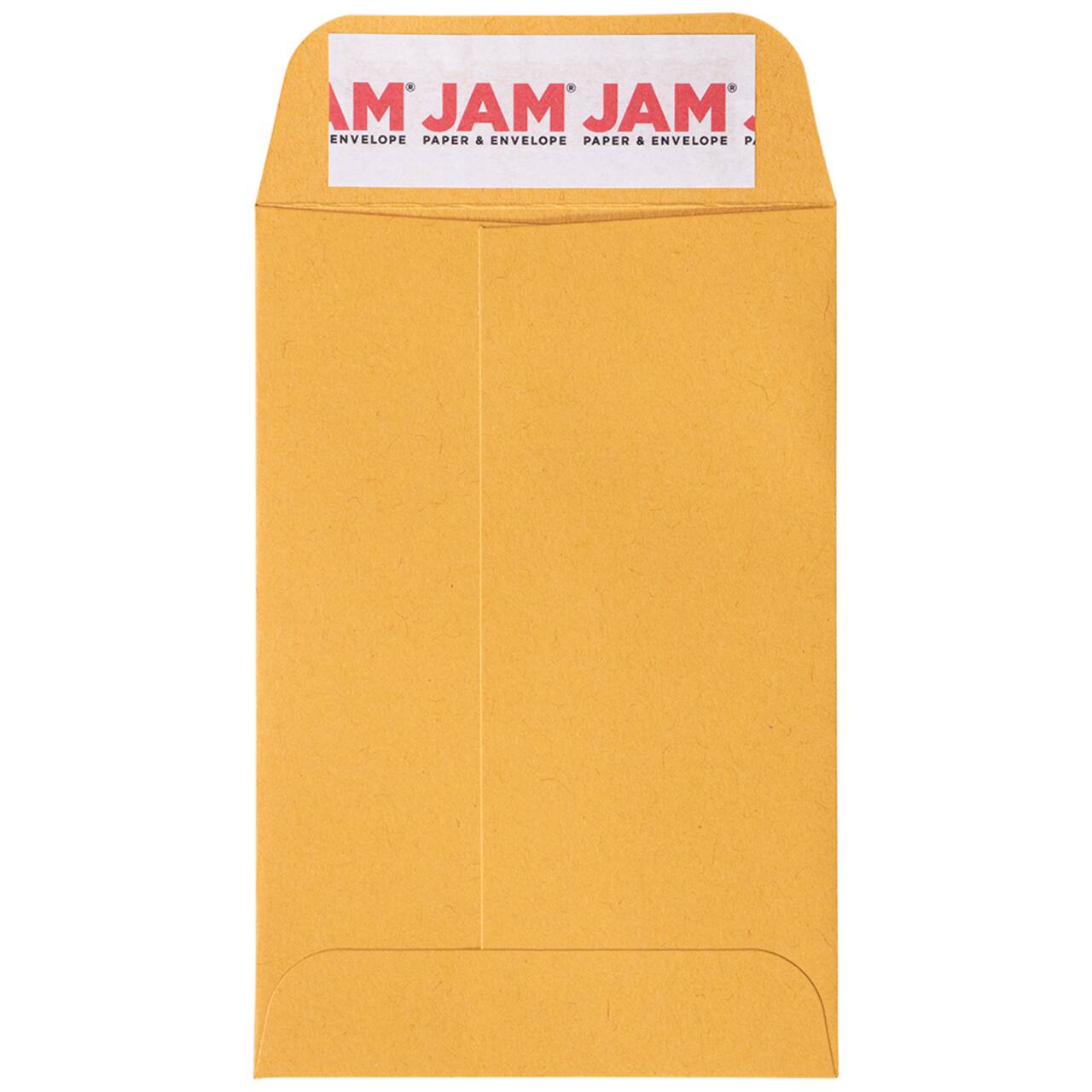 JAM Paper Brown Kraft Manila #4 Coin Business Commercial Envelopes with Peel and Seal Closure